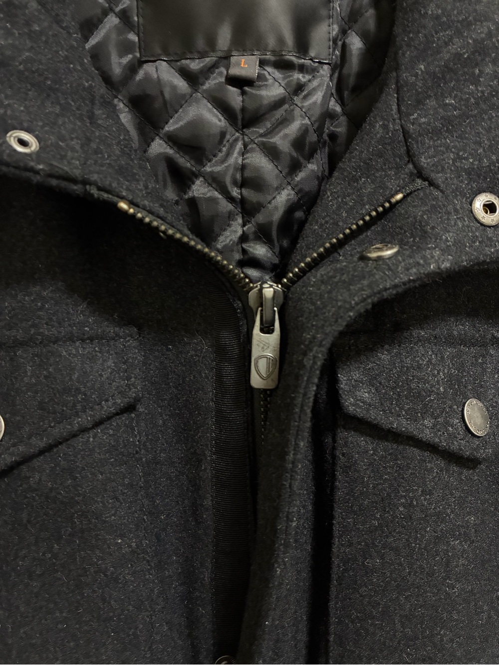 Ben Sherman Coat Large Wool Blend Black Jacket Quilted Lined Utility Pockets Men - Picture 8 of 14